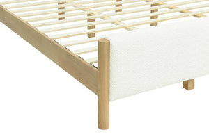 English Elm Christopher Knight Home® - Modern White Boucle Upholstered Bed With Eco-Friendly Rubberwood Legs - King Size, Stylish Comfort N769P266448W