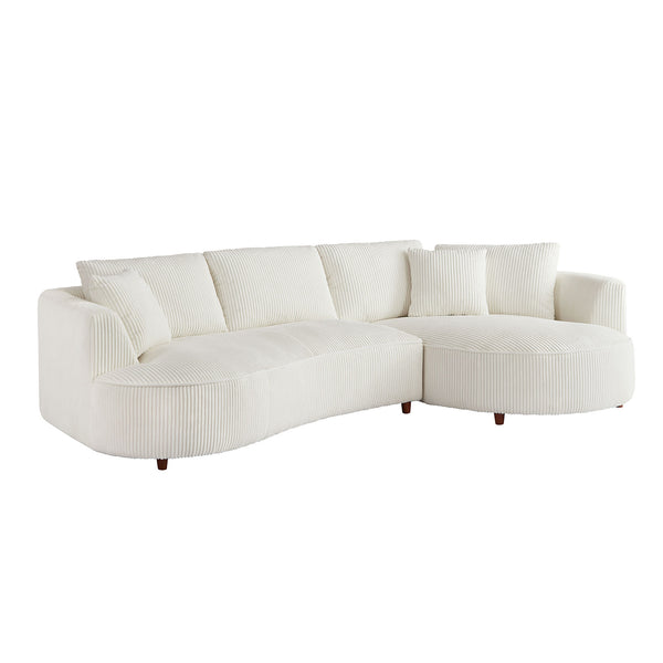 English Elm 122.04 Inch Corduroy Sectional Sofa With Right-Facing Chaise - Modern Comfort For Any Space! W876S00272