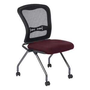 OSP Home Furnishings Soft-flex Pro-line Ii Folding Chair with Progrid Mesh Back and Lumbar Support Burgundy 84220-227