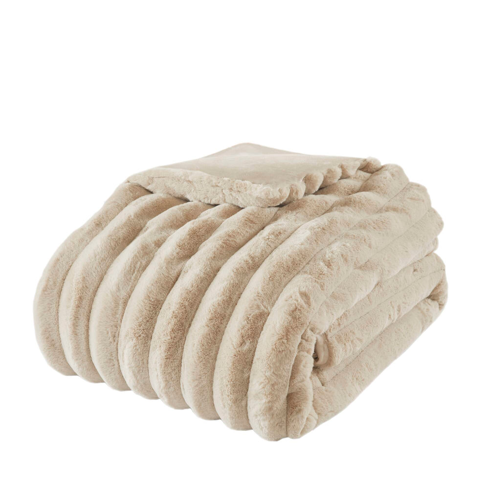 English Elm 3 Cozy King Ultrasoft Faux Fur Ribbed Comforter Set with Velvet Reverse & Plush Down-Alternative Fill taupe 19.7 L x 14.97 W x 14.97 H B035P320226