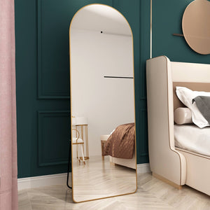 English Elm The Arched Gold Aluminum Full Length Floor Mirror for Bedroom Entryway Dressing Room W1151140053