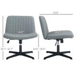 English Elm Homcom Wide Office Chair, Armless Office Desk Chair, Computer Fabric Vanity Chair With Adjustable Height, Gray