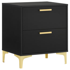 English Elm Lexie Black/Gold 4-Piece Tufted Queen Bedroom Set – Modern Glam With Plush Velvet & Ample Storage B062S01191
