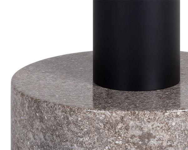Sunpan Monaco End Table: Modern Elegance with Unique Marble Design and Durable Iron Base for Any Room Black / Grey Marble / Raw Umber