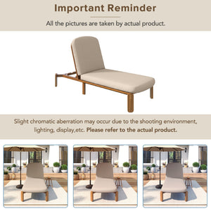 English Elm Outdoor Acacia Wood Chaise Lounge Reclining Patio Chair with Cushion for Poolside Brown N719P445623D