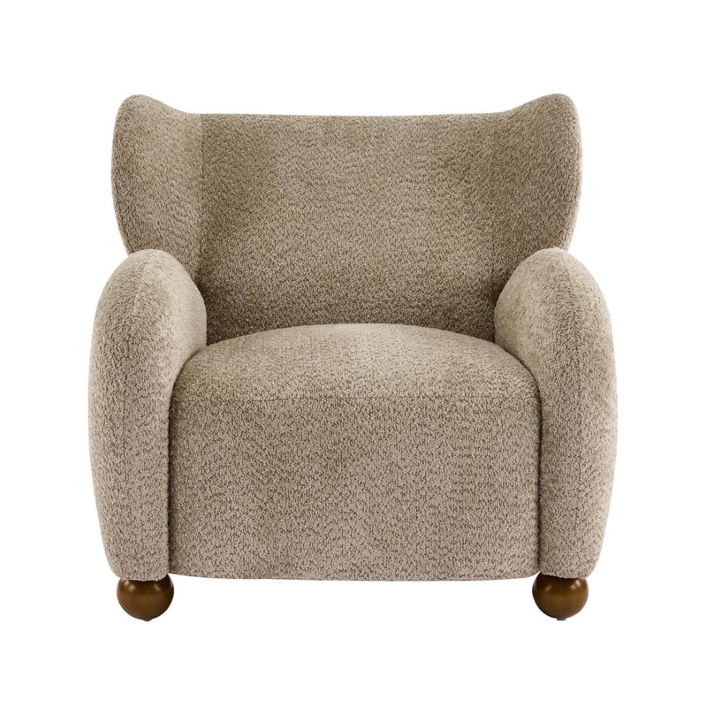 English Elm Wingback Boucle Accent Chair with Rounded Legs for Living Room or Reading Nook N776P376365D