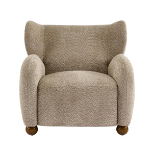 English Elm Wingback Boucle Accent Chair with Rounded Legs for Living Room or Reading Nook N776P376365D