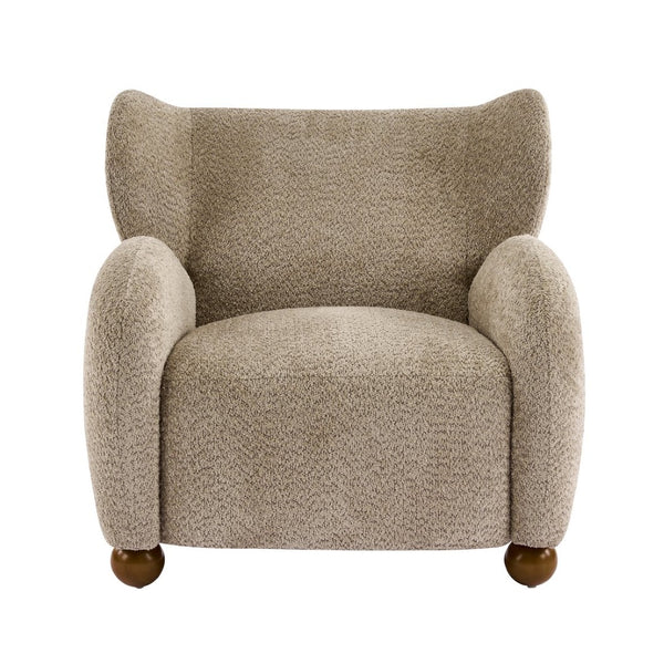English Elm Wingback Boucle Accent Chair with Rounded Legs for Living Room or Reading Nook N776P376365D