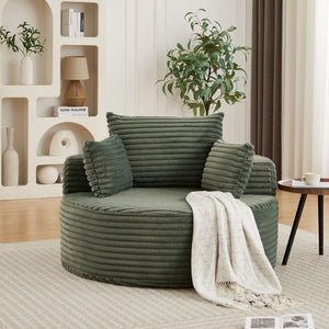 English Elm 50"l Corduroy Oversized Sleeper Chair with Neck Pillow Support for Lounge or Bedroom Green W834P405866