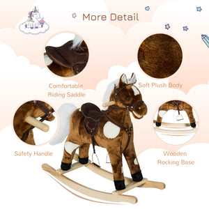 English Elm Qaba Plush Rocking Pony for Toddlers with Sound Effects and Padded Saddle Playroom Fun W2225P217689