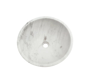 English Elm White Natural Marble Vessel Sink - Semi-Polished Elegance For Modern Bathrooms, 15.7" Diameter W1696P333277-GIGA