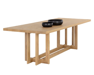 Sunpan Disera 96" Handcrafted Dining Table with Elegant Linear Base and Rich Wood Detail for Any Space Natural