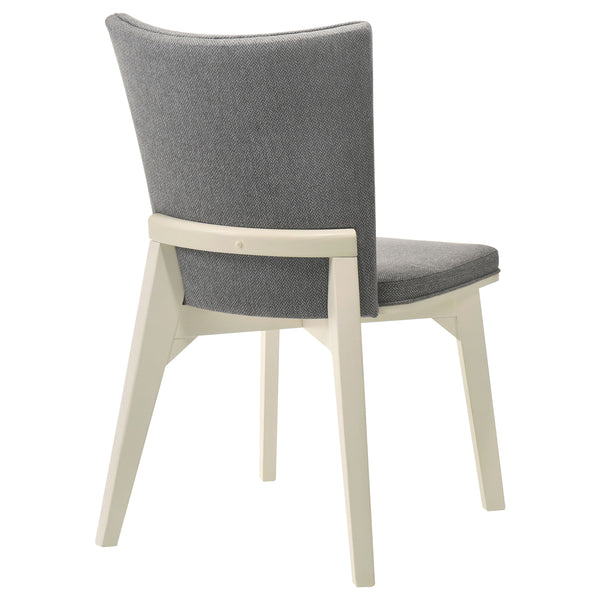 English Elm Grey Upholstered Dining Chair Set of 2 - Plush Gray Fabric, Distressed White Angular Base, Modern Comfort B011P298241