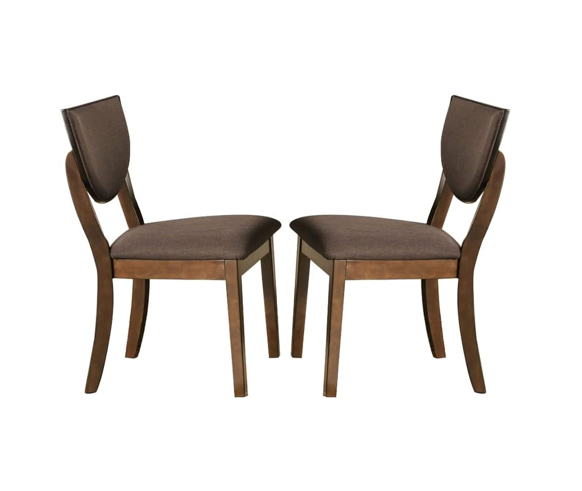 Set Of 2 Transitional Walnut Side Chairs With Curved Legs, Dark Chocol