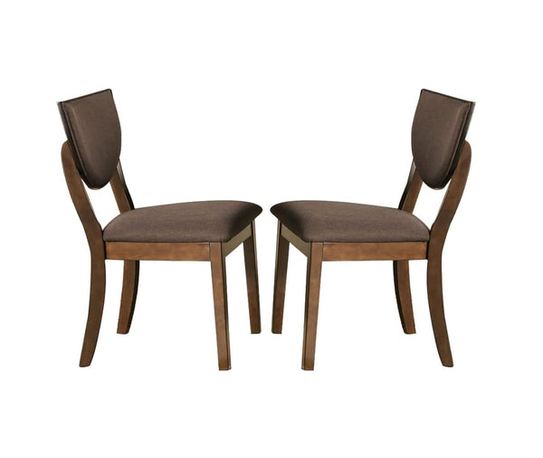 English Elm Set of 2 Transitional Walnut Side Chairs with Curved Legs, Dark Chocolate Fabric Padded Seats and Backs B011P214576