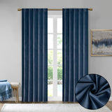 510 Design Colt Modern/Contemporary Room Darkening Metallic Printed Poly Velvet Rod Pocket/Back Tab Window Panel Pair 5DS40-0162 Navy