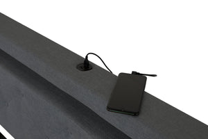 English Elm Queen Upholstered Bed Frame with Headboard, USB Charging, RGB LED Lights & 4 Storage Drawers, Dark Gray W1960P175566