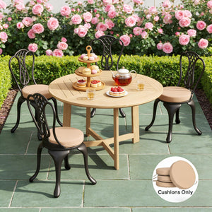 English Elm Soft Round Dining Chair Cushions Set of 4 with Washable Covers and Foam Padding Khaki T3971P442976