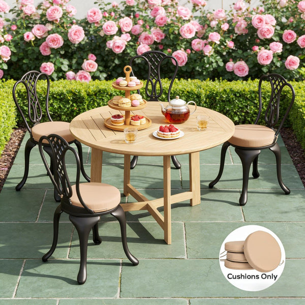 English Elm Soft Round Dining Chair Cushions Set of 4 with Washable Covers and Foam Padding Khaki T3971P442976