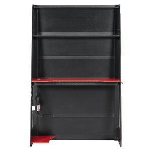 English Elm Twin Gaming Loft Bed with Desk Rgb Lighting and Multi-tier Shelves for Teen Rooms Red LT000160AAR