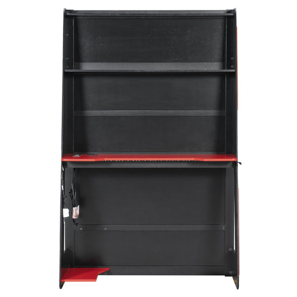English Elm Twin Gaming Loft Bed with Desk Rgb Lighting and Multi-tier Shelves for Teen Rooms Red LT000160AAR