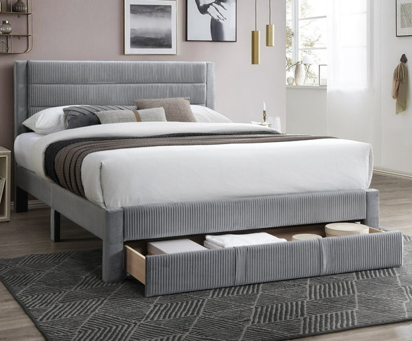English Elm Luxury Corduroy Platform Bed with Storage Drawer and Channel Tufted Headboard B011P418590