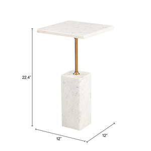 Zuo Modern Naht Side Table White - Modern Marble & Iron Design For Stylish Living Room Or Bedroom Decor White Natural Marble,Iron 110672-zuo-modern