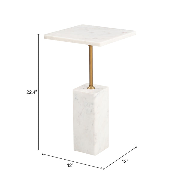 Zuo Modern Naht Side Table White - Modern Marble & Iron Design For Stylish Living Room Or Bedroom Decor White Natural Marble,Iron 110672-zuo-modern