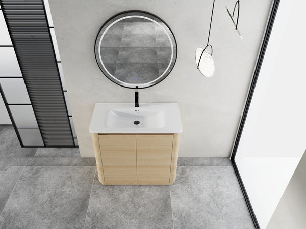English Elm 36'' Freestanding Bathroom Vanity Plywood Cabinet Ceramic Sink Soft Close Doors W999P351893