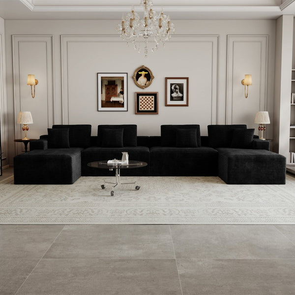 English Elm 165.3*68.9"modular Sectional Sofa 8 Piece Plush Corduroy No Assembly Living Room W3819S00158