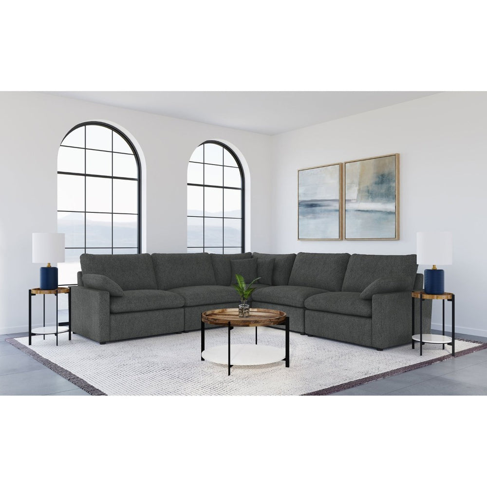 English Elm Hollander Five Piece Modular Sectional with Triple Power Recliners in Plush Grey Fabric B062S01782