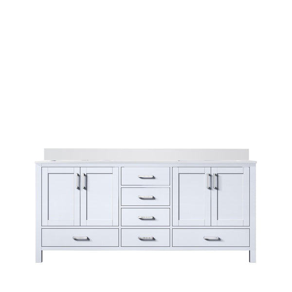 English Elm White Double Bath Vanity With Cultured Marble Top - Elegant 72" Storage Solution For Timeless Style B2731P259098-GIGA