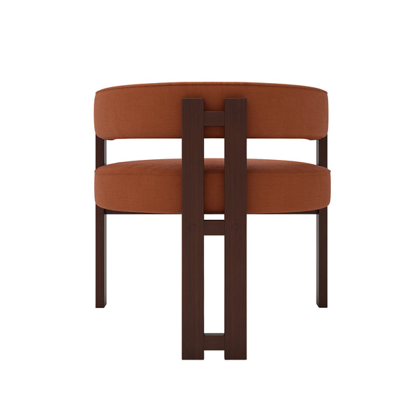 English Elm Modern Chenille Barrel Dining Chair with Metal Base, Plush Foam Seat, Compact Accent Seat for Home Orange W395P233458