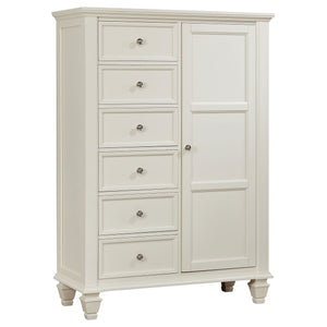 English Elm Vallauris Cream White 8-Drawer Chest with Cabinet & Felt-Lined Top Drawer, Coastal Hardwood Storage Elegance B062P340642