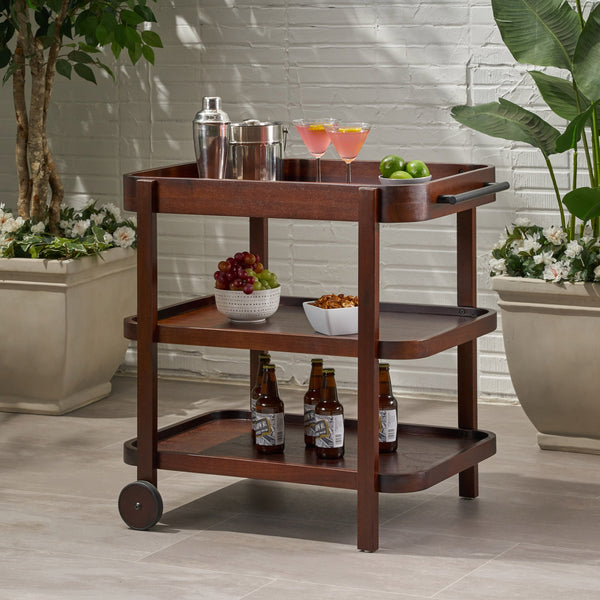 English Elm Christopher Knight Home® - TROLLEY Christopher Knight Home Selleck Mahogany Wood Bar Cart 24"D x 31.75"W Stylish Mobile Server for Entertaining and Bottle Storage 63113.00