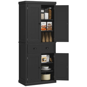 English Elm Homcom 72" Kitchen Pantry - Stylish Freestanding Storage Cabinet With Adjustable Shelves & Drawer W2225S00055