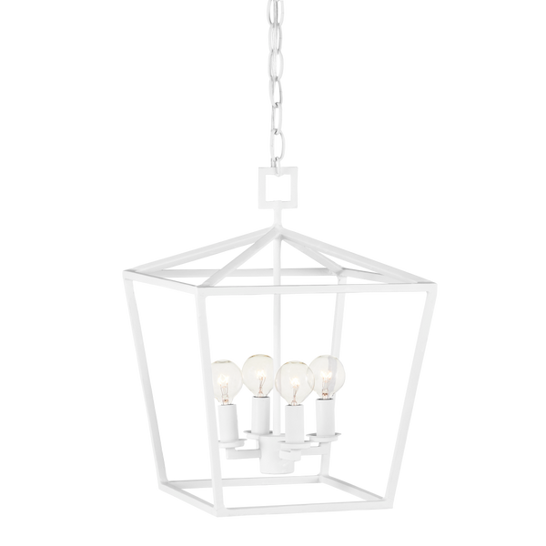 Denison Medium White Lantern - Elegant Hammered Wrought Iron Fixture for Modern Home Décor
