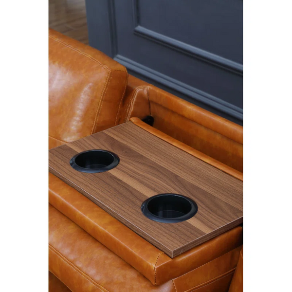 English Elm Black Faux Leather L Shaped Sectional with Cup Holders Nailhead Trim Storage Ginger B2730S00027