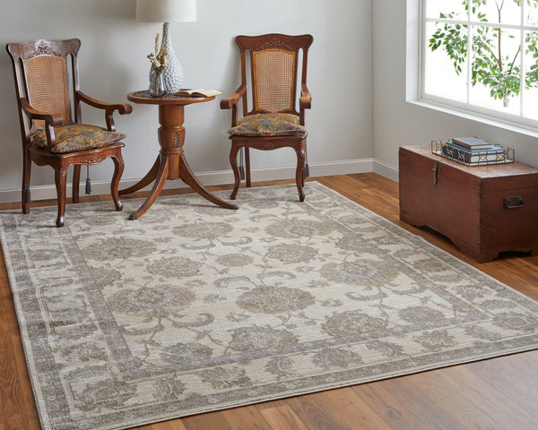 Feizy Rugs Celene Vintage-inspired Floral Rug - Elegant Neutral Palette, Power Loomed For Timeless Style Tan,Ivory,Brown Viscose,Polyester Cel39kzfbgegrye70