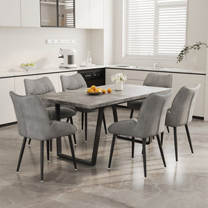 English Elm 62.9-Inch Rectangular Mdf Dining Table & 4 Velvet Chairs Set – Stylish, Durable, Easy To Assemble! W1727S00079