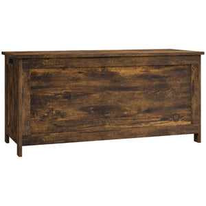 English Elm HOMCOM Spacious 39.4" Wooden Storage Chest with Safety Hinges, Sturdy Seat, Handles, 352 lb Cap. Rustic Brown W2225P173958