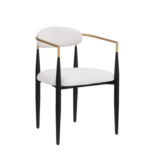 English Elm Dining Arm Chairs Set of 2 Gold Accent Iron Frame Upholstered Modern Minimalist N771P392272B