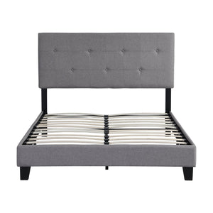 English Elm Full Size Upholstered Platform Bed Frame With Elegant Button Tufted Headboard & Slat Support W2297P284318