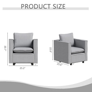 English Elm Decorative linen single sofa chair with breathable soft cushion, compact armrest design for cozy reading nook Grey W1727P237735