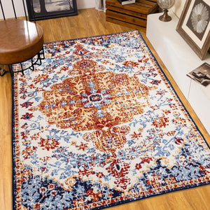 English Elm Area Rug 8X10 Vintage Bohemian Persian Floral Design - Non-Slip, Washable, Perfect For Any Room W2907P265135