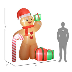 English Elm Outsunny 8Ft Inflatable Gingerbread Man – Giant Holiday Decoration With Led Lights For Yard Joy! W2225P249967-GIGA