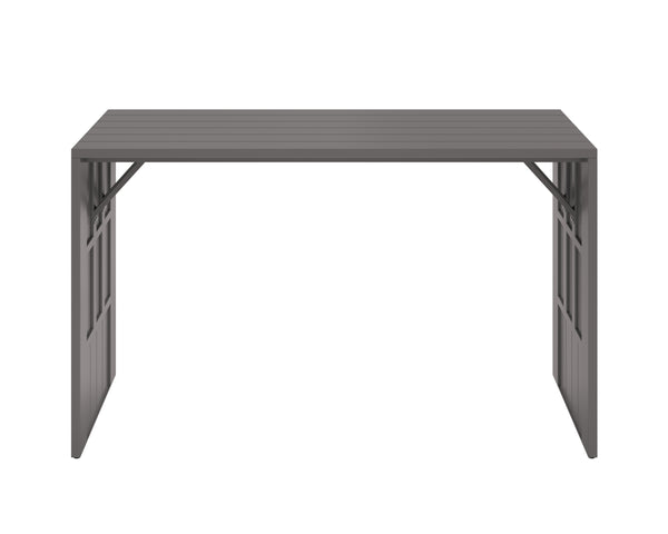 Sunpan Verin Modern Bar Table - Stylish Powder Coated Aluminum for Outdoor Spaces with Waterfall Edge Design Warm Grey