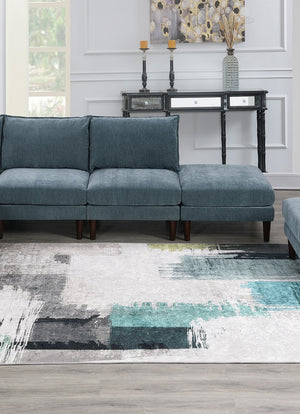 English Elm Gorgeous 6pc Modular Sectional Set — Versatile 4 Armless Chairs & 2 Ottomans, Plush Morgan Fabric Mineral B011S01580