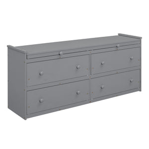 English Elm Full Size Kids Loft Bed Pinewood Frame Dual Study Desks Drawers and Open Shelving Gray LT000369AAE