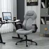 English Elm Vinsetto Gaming Chair With Flip Up Arm, High Back Desk Computer Chair, Gamer Chair With Adjustable Height and Swivel Wheel , Light Gray